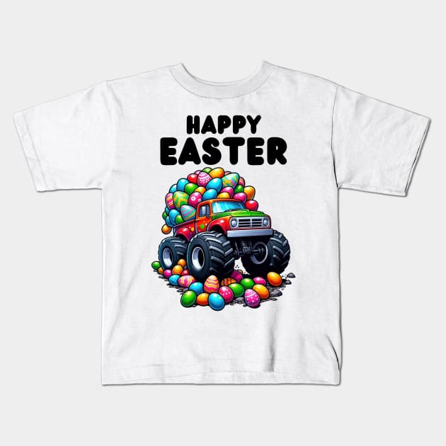 Happy Easter Monster Truck Easter Eggs Toddler Boys Kids T-Shirt by starryskin